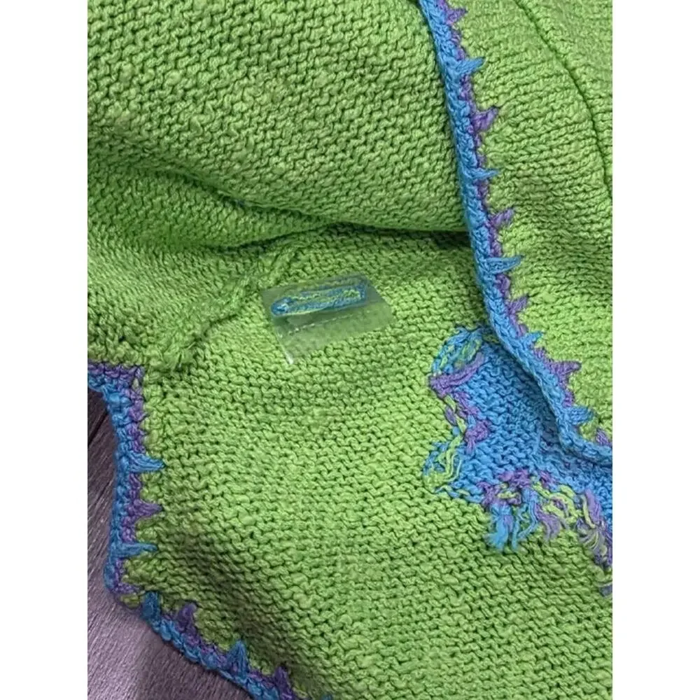 NWT Quacker Factory Embroidered butterfly knit top w/ hood Green Small A004004